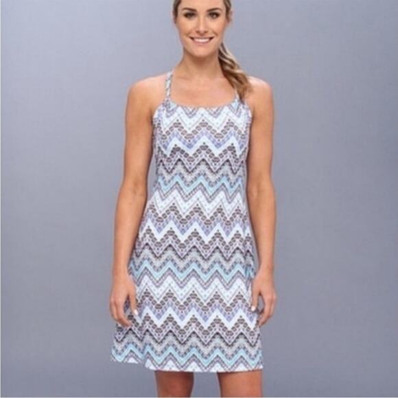 Prana Blue Patterned Quinn Racer Back Dress Shelf Bra - Picture 1 of 8